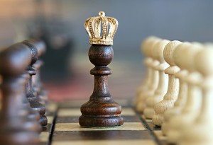 Chess board, pawn with Queen's crown