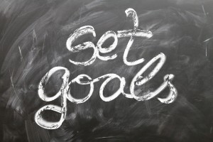 Set Goals written on a chalk board