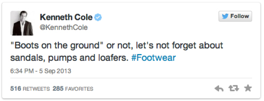 PR Fails – Kenneth Cole inappropriate tweet