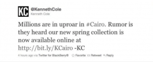 PR Fails – Kenneth Cole Cairo tweet
